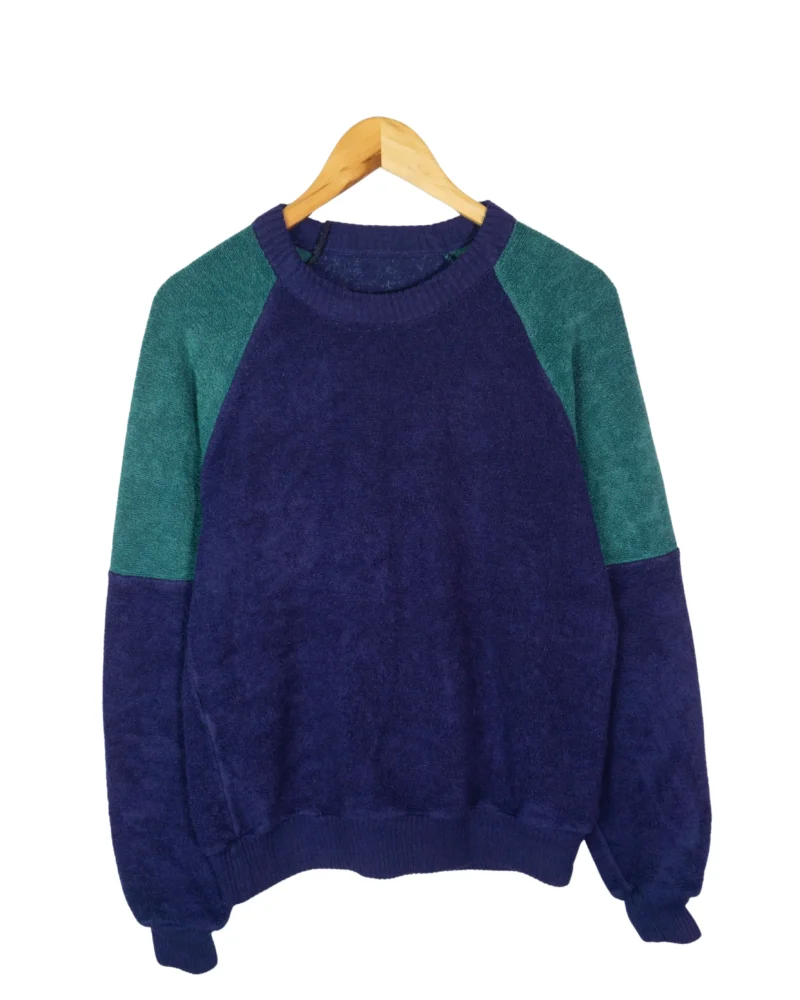 Sudadera de felpa vintage 90s azul marino/verde S