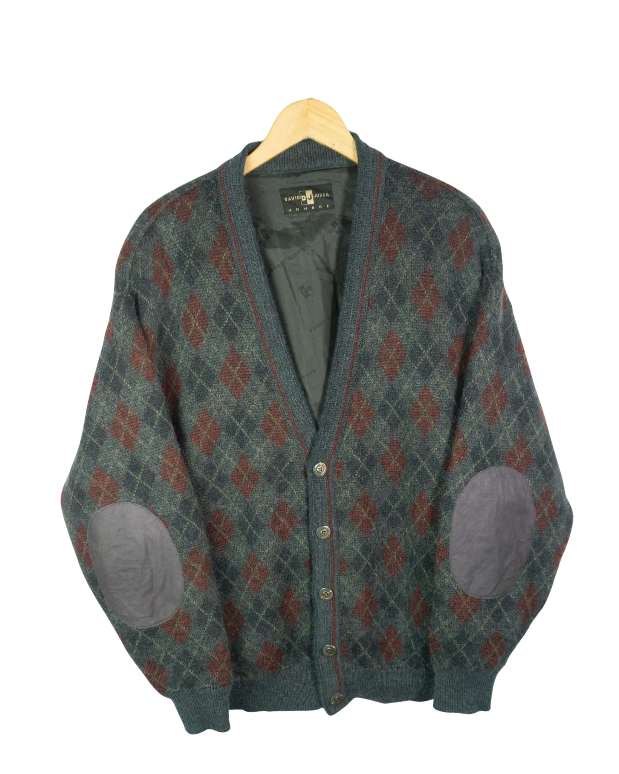 Cárdigan David Jorda vintage 90s rombos L - Lacaie Vintage Cárdigan David Jorda vintage 90s rombos L